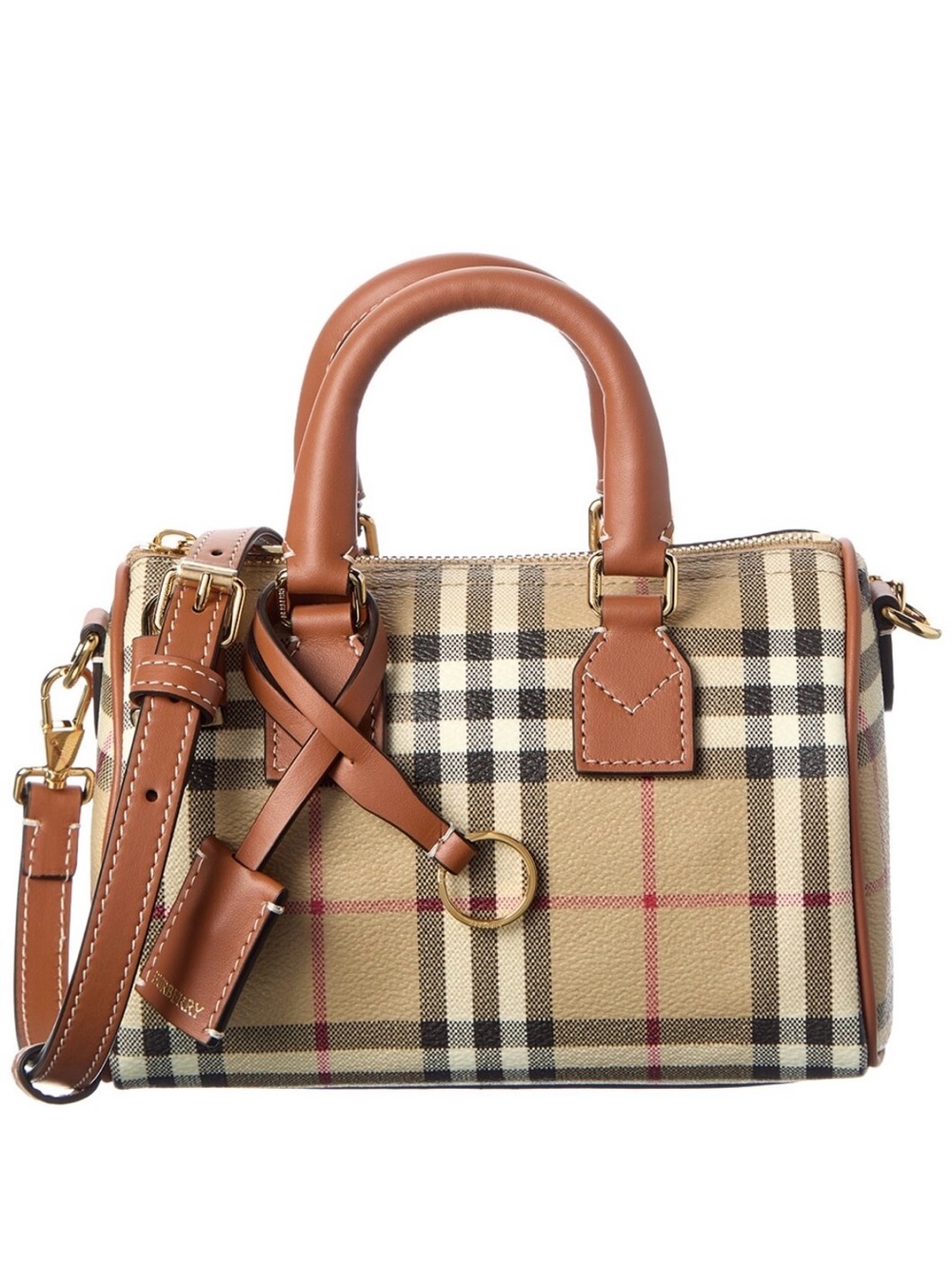 Burberry Mini Check Leather Shoulder Bag